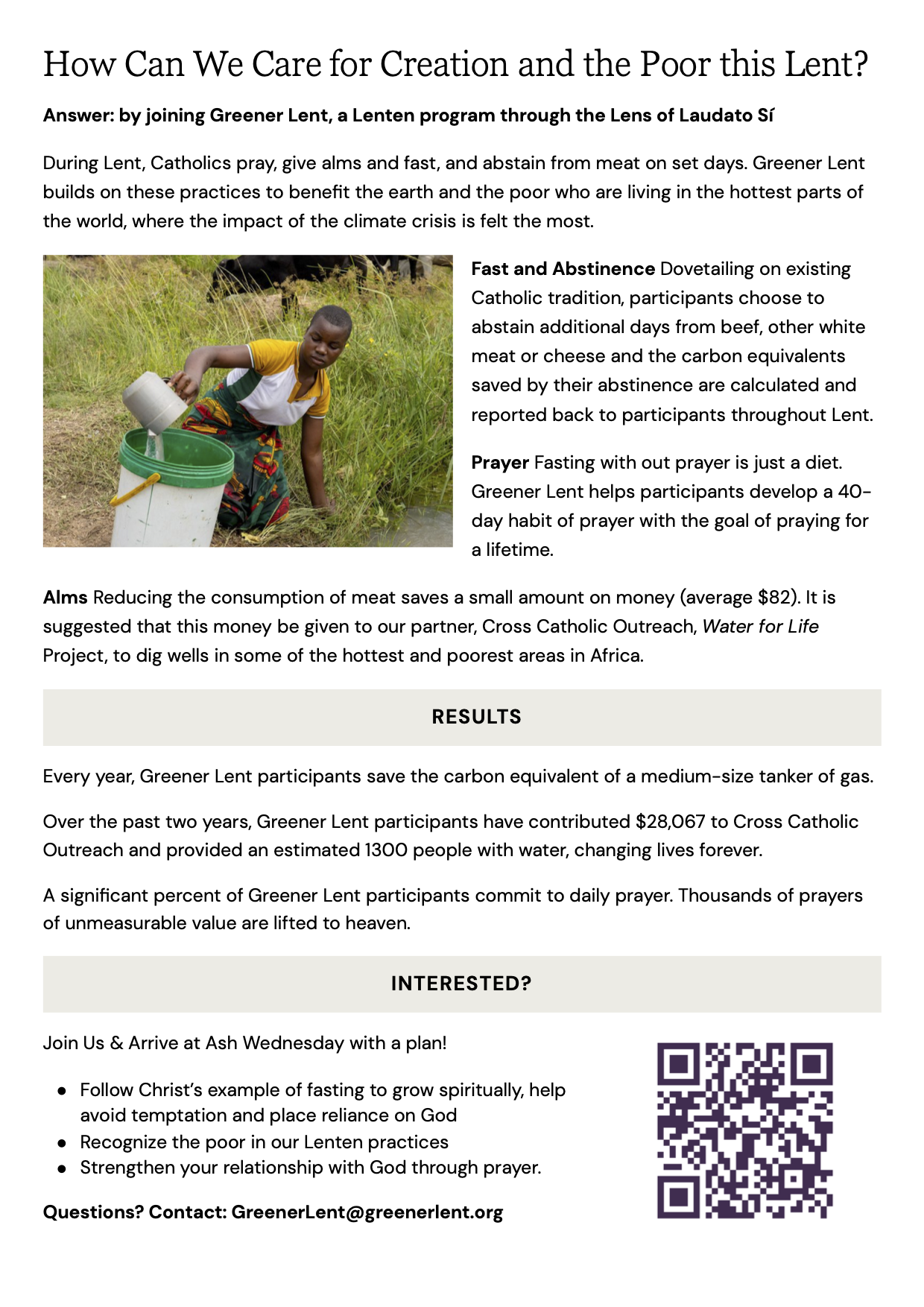 1/2 page fast alms and prayer flyer